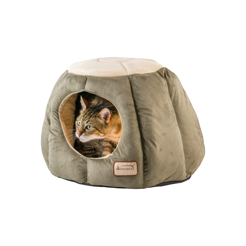Armarkat Cat Bed, Laurel Green and Beige - Image 4